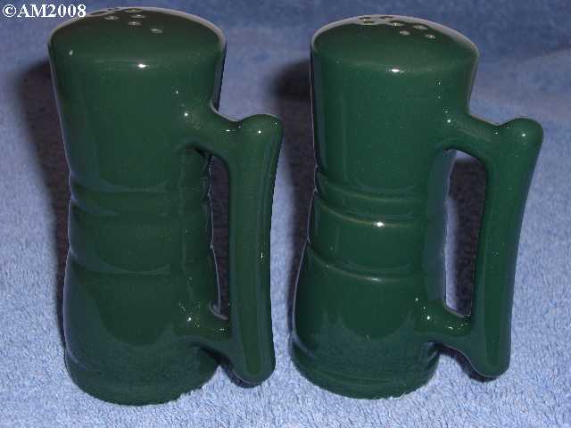 Frankoma ringed shakers glazed forest green